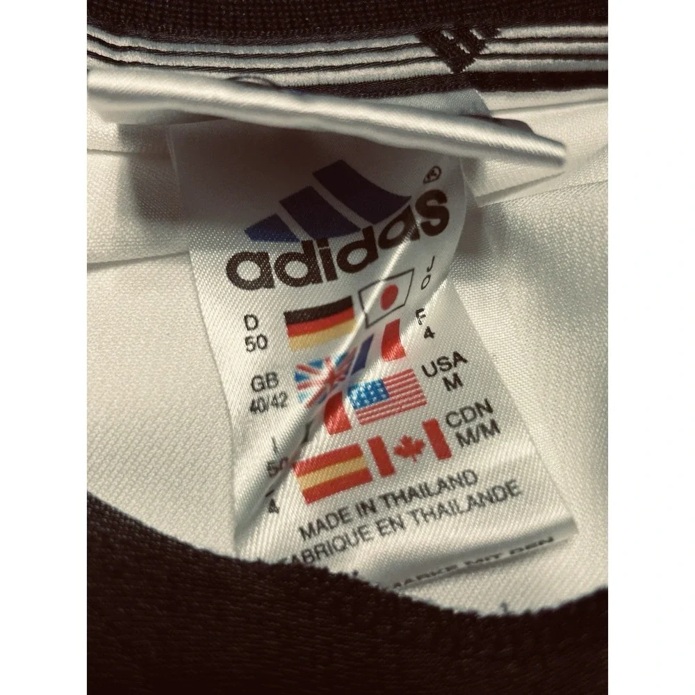 Adidas White/Black Mens Polo Shirt Size M Rare Vintage